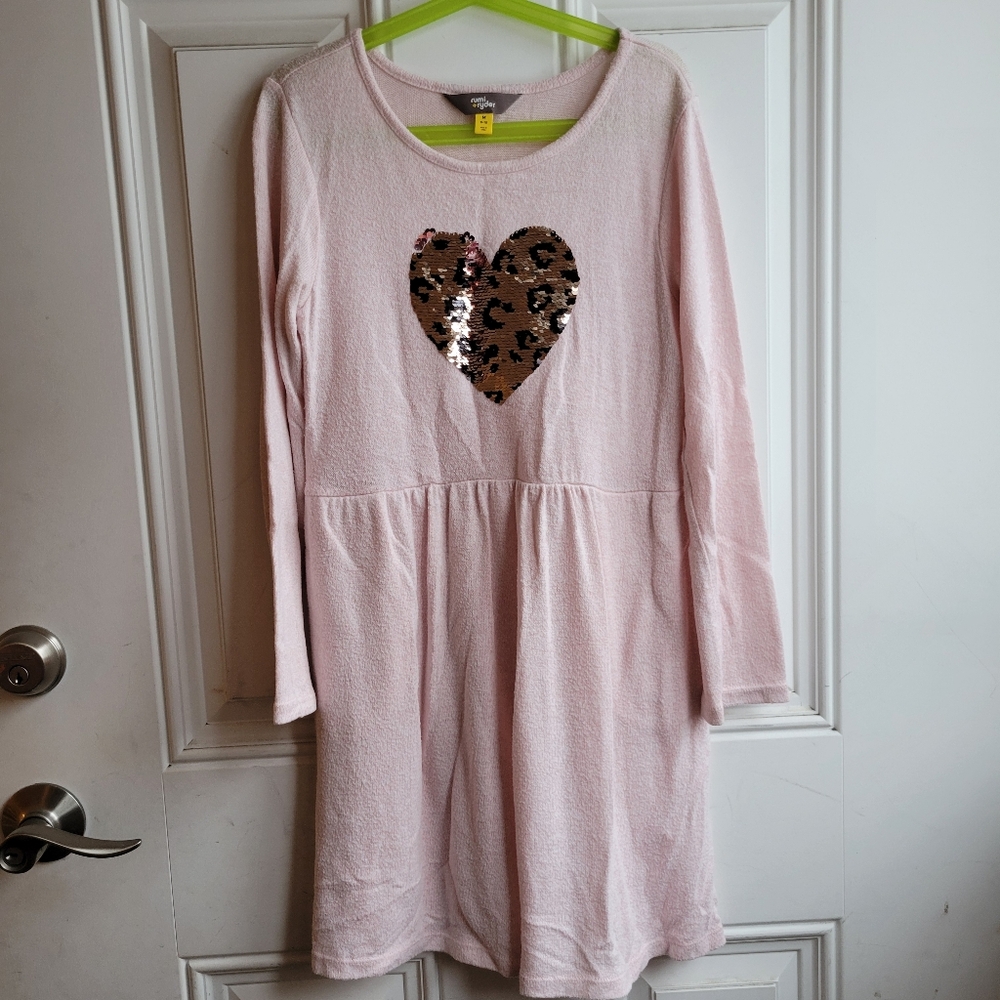 Charming Pink Long Sleeve Dress with Sequin Heart by Rumi + Ryder
